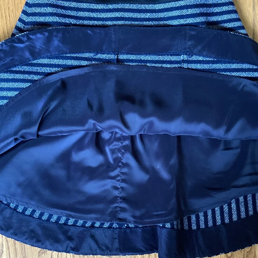 J Crew navy striped tweed mini skirt